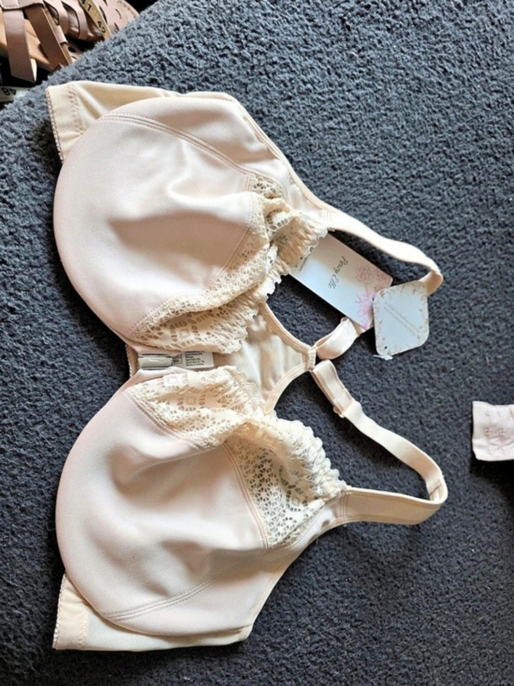 Percy Elle Lace Bra in Beige Front Clasp